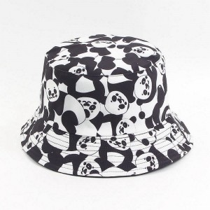 New Fashion Reversible Black White Cow Pattern Bucket Hats Fisherman For Women Summer