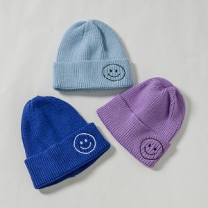 Warm knit acrylic custom private label winter beanie hat