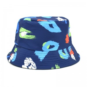Custom Design Cool Printed Bucket Hat Colorful Full Silk Printing Bucket Hat  Wholesale Low Moq graffiti fisher hat