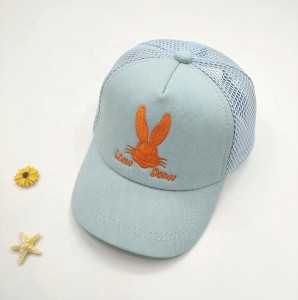 High Quality  Plaid Knit Hat  - Cotton Front Embroidery Rabbit Hat –  Wangjie