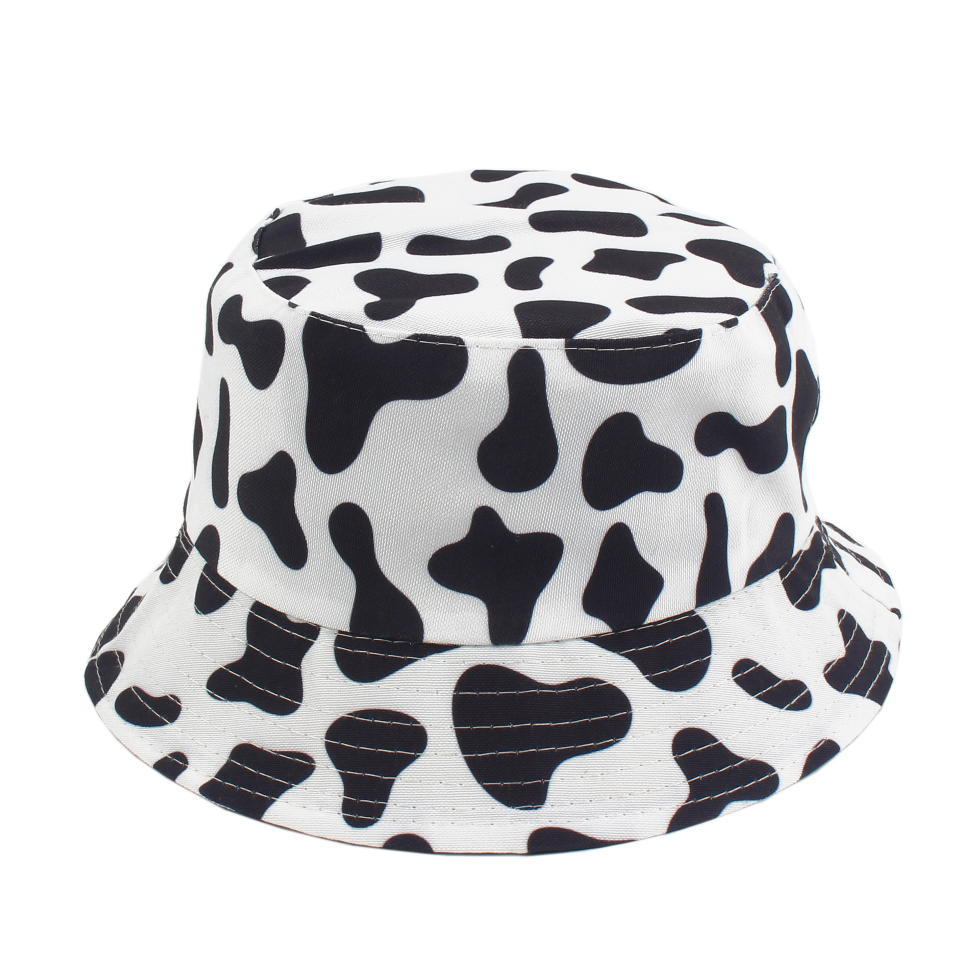 Factory directly supply  Customer Required Polar Fleece Cap  - New Fashion Reversible Black White Cow Pattern Bucket Hats Fisherman For Women Summer –  Wangjie