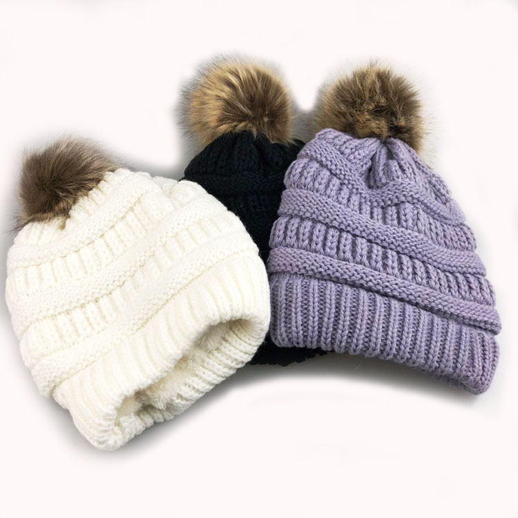 Reasonable price Fur Cap/Hat -  Ladies Winter Chunky Knitted Beanie Hats  –  Wangjie