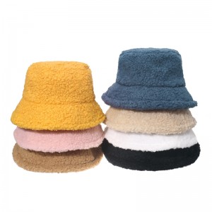 Fleece Lamb Wool Vintage Furry Pure Color Blank Wholesale Fur satin Golf Fuzzy Bucket Hat Plush