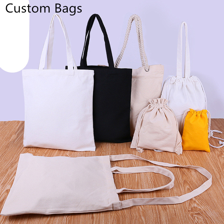High Quality  Drawstring Bag  - Hot Sale Cheap Custom Made Shopping Bags Different Sizes Large Capacity Canvas Log Tote Bag –  Wangjie