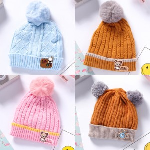 cute kids winter plain baby beanie sets hat