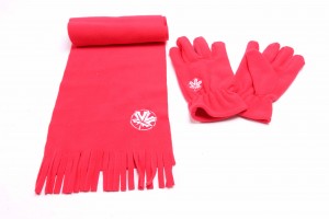 embroidery logo polar fleece scarf glove set