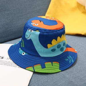 Custom kids children summer cartoon linen washed bucket hat