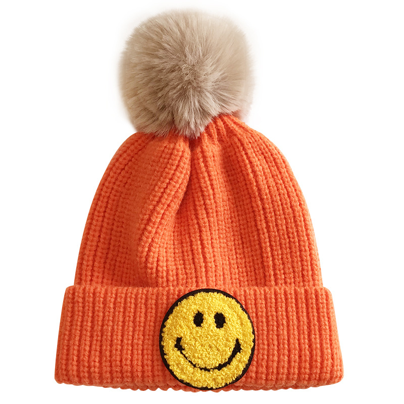 High Quality for Knit Hat With Man Made Wool Pompom - Fashion Wholesale Kids New Smiley Embroidered Knitted Cap –  Wangjie
