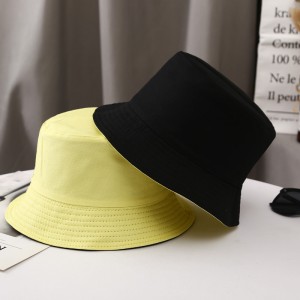 Casual all-match solid color double basin hat short-brimmed flat-top fisherman hat men and women spring and summer travel sun hat sun hat