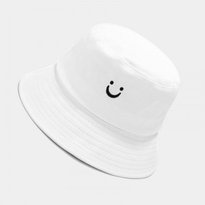 Simple smiley embroidered fisherman hat men and women outdoor all-match sunscreen sun hats cross Amazon hot selling hats