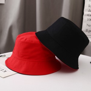 Casual all-match solid color double basin hat short-brimmed flat-top fisherman hat men and women spring and summer travel sun hat sun hat