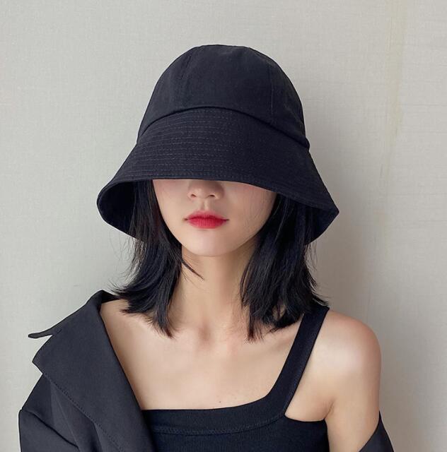 Fashion （Black）Korean Ins Lace-up Bucket Hat Women Fashion Ins Blogger  Lightweight Windbreak Rope Sun Hat Lady Sunshade Basin Hat Fisherman Hat  DON