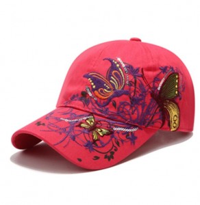 cotton Embroidered Flower Butterfly Baseball Cap