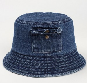 Fisherman’s hat women’s spring and summer new retro denim small pocket short-brimmed basin hat washed fashion sunscreen sun hat