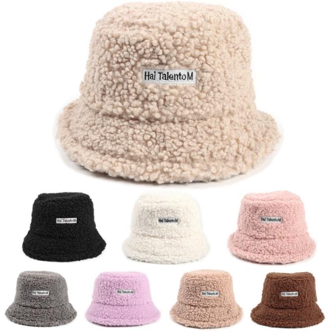 High Quality Plain Cap/Hat - Fisherman hat women’s autumn and winter new lamb wool warm letter labeling pot hat casual wild bucket hat wholesale –  Wangjie