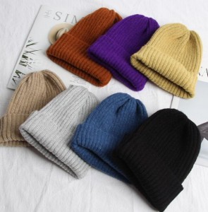 Wool hat women’s autumn and winter new mohair curly edge solid color wild knitted hat men and women flanging cold hat tide