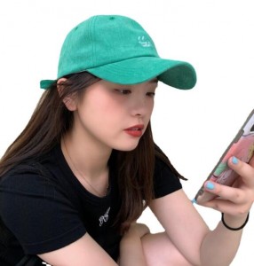 Milk green baseball hat women’s spring and summer casual retro soft top all-match embroidered cap