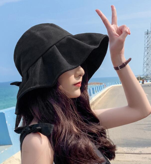 Bottom price Edge Cap/Hat - Ruffled bow fisherman hat women’s tide all-match summer sunscreen sun hat anti-ultraviolet sun hat –  Wangjie
