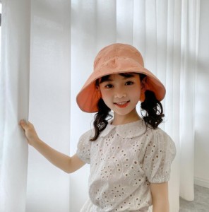 Summer children’s empty top sun hat girls sunscreen folding large-brimmed sun hat baby anti-ultraviolet pot hat