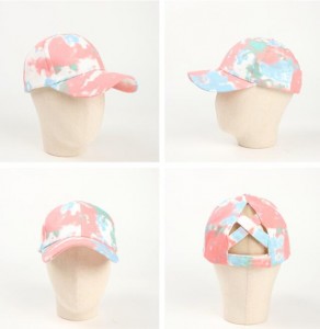 Foreign trade explosion hat tie-dye open cross ponytail hat color graffiti shade sunscreen peaked cap baseball cap women