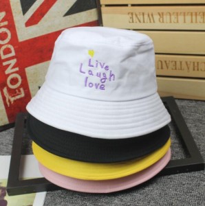 Pot hat female summer wild student couple polka dot sun hat letter embroidery fisherman hat travel sun hat