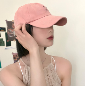 Bear cap female summer pink all-match face small thin baseball cap Korean version ins tide big head circumference hat