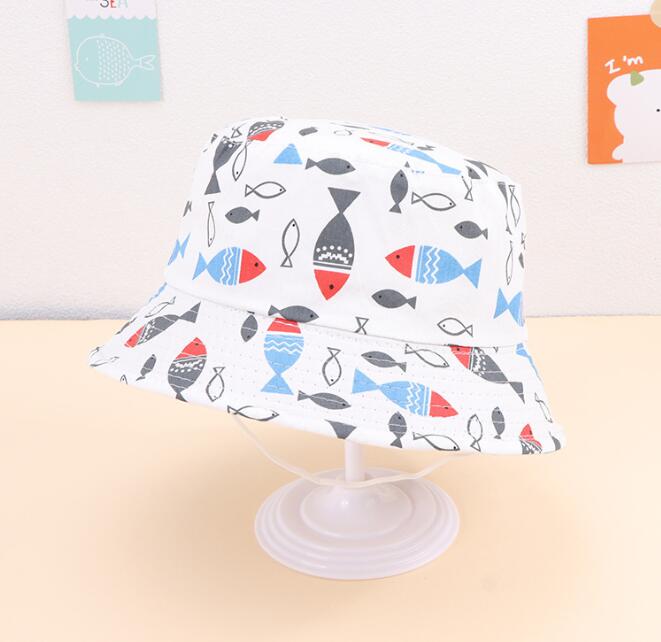 Children′s Fisherman′s Hat Summer Sunshade Small Fresh Hat Baby Printed Flower Basin Cap Male and Female Children Sunscreen Sun Hat Featured Image