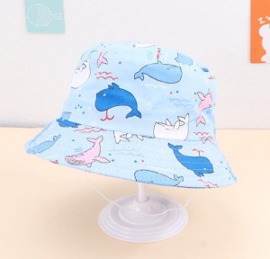 Children′s Fisherman′s Hat Summer Sunshade Small Fresh Hat Baby Printed Flower Basin Cap Male and Female Children Sunscreen Sun Hat