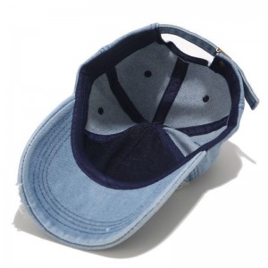 Vintage Fashion Denim Blue Custom Logo Hats Blank Outdoor Sports Men Golf Dad Baseball Cap Hats
