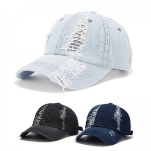 Best Price for  Taffta Cap  - Vintage Fashion Denim Blue Custom Logo Hats Blank Outdoor Sports Men Golf Dad Baseball Cap Hats –  Wangjie