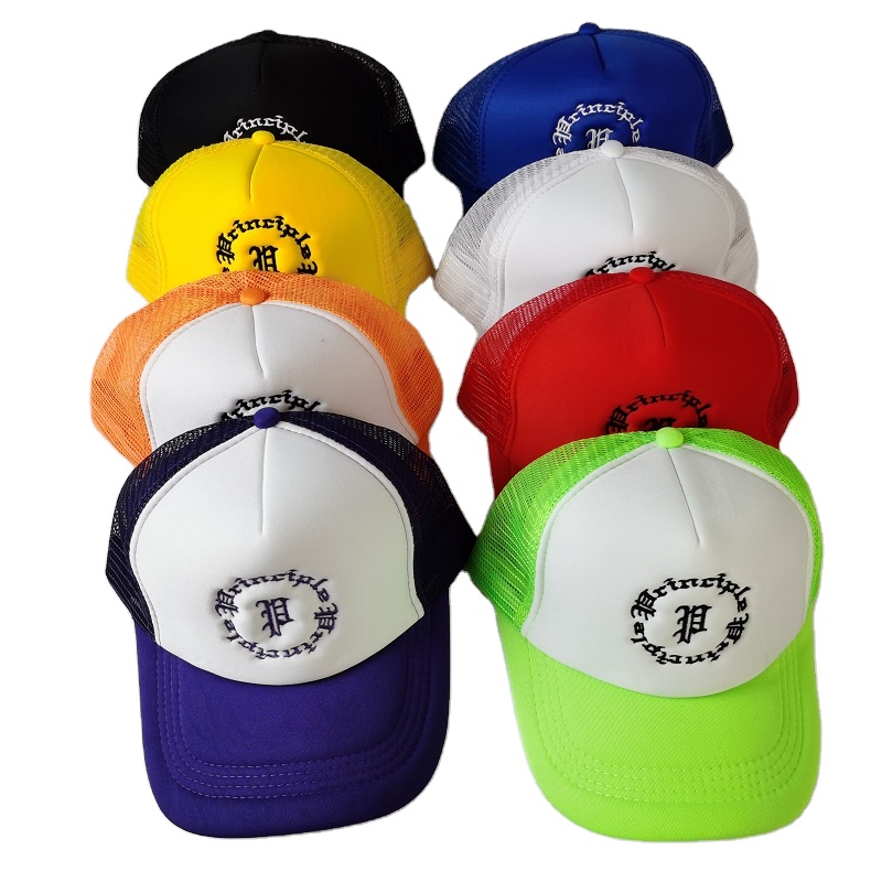 Top Suppliers  Washed Cap/Hat  - Wholesale price colorful 5 panel foam mesh cap custom embroidery trucker hat –  Wangjie