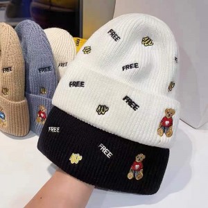 Winter knitted hats with embroidery logo