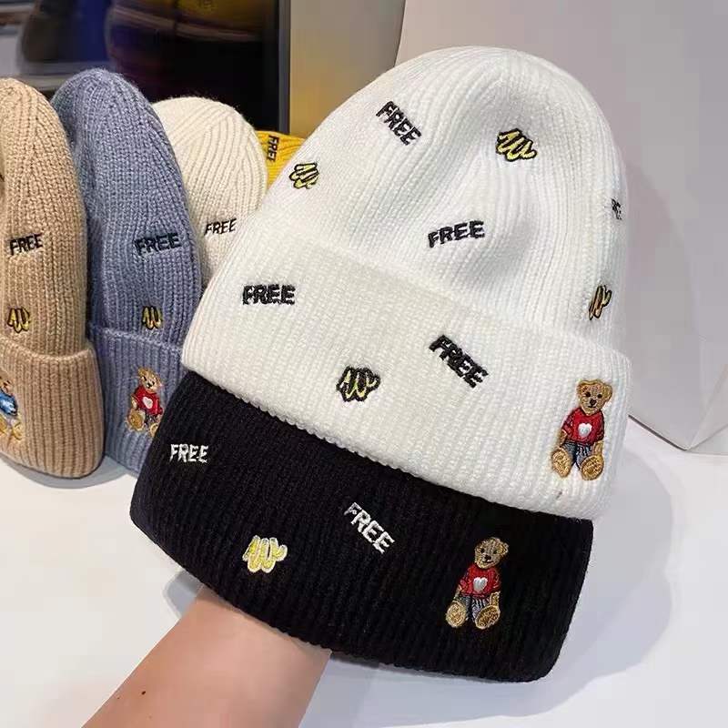 Wholesale Dealers of Curved Cap - Winter knitted hats with embroidery logo  –  Wangjie