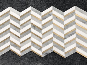 Beautiful Carrara And Thassos White Marble And Brass Mosaics Wall Tile