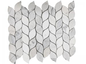 Best Bianco Carrara White Marble Mosaic & Pattern Waterjet Leaf Tiles
