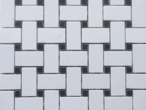 Black And White Thassos Marble Basketweave Mosaic Wall & Floor Tile
