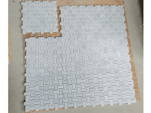 Blue And White Marble Color Basket Weave Mosaic Stone Wall/Floor Tile