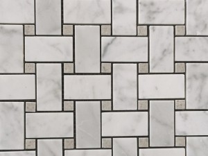 Carrara Mosaic Tiles Bathroom Floor Basketweave White Marble Mosaics