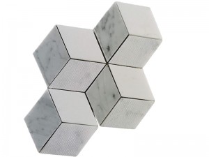 Decorative Carrara Thassos Cube Marble Mosaic Tile For Wall/Floor