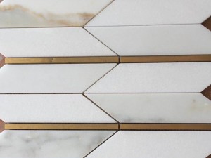 Copper And Marble Calacatta Gold Mosaic Feature Wall Tiles Supply