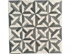 Cross Basketweave Marble Mosaic Tile For Natural Stone Wall And Floor