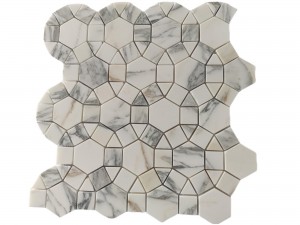 Decorative Calacatta Pallas Waterjet Marble Mosaic Tiles For Kitchen