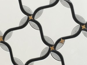 Decorative Waterjet Marble Inlay Brass Mosaic Tile For Bathroom Wall