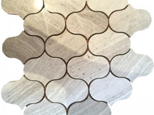 Grey Lantern Shape Water Jet Marble Mosaic Tile for Wall Decoration