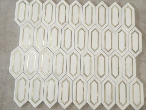 Natural Dolomite Picket Polished Marble Mosaic Tile For Bathroom Wall