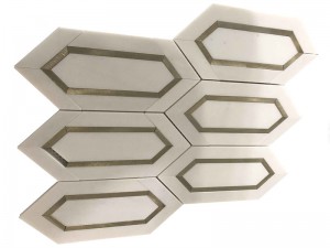 High Quality Natural Marble And Metal Inlaid Picket Mosaic Wall Tile