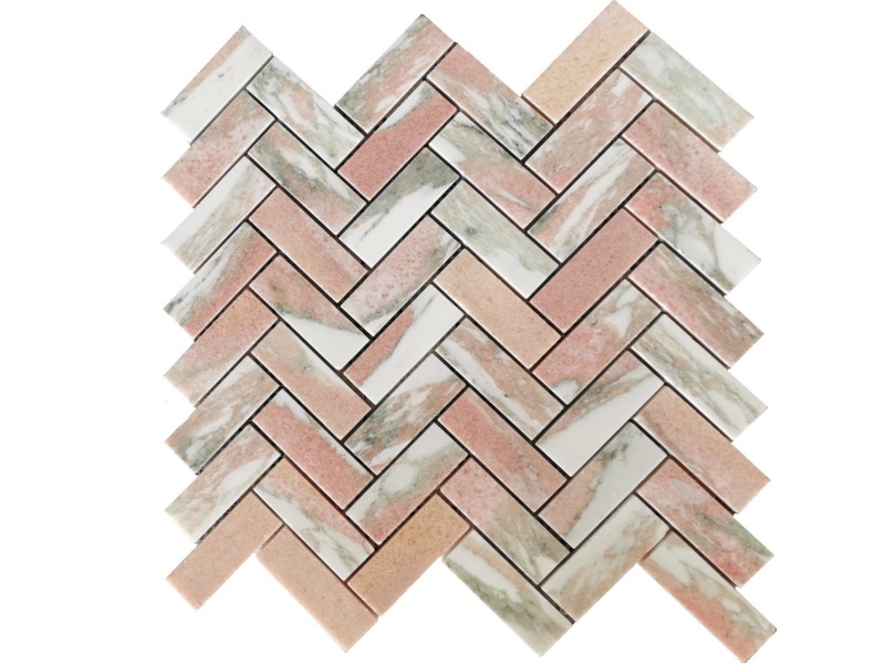 High-Quality Stone Tile Herringbone Pink Marble Mosaic Supplier (1)