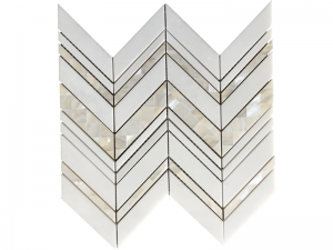 High Quality Thassos And Mother Of Pearl Tile White Chevron Backsplash