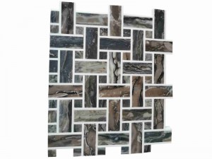 High-quality Emperador Dark Mosaic Basketweave Marble Backsplash Tile