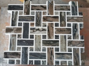 High-quality Emperador Dark Mosaic Basketweave Marble Backsplash Tile